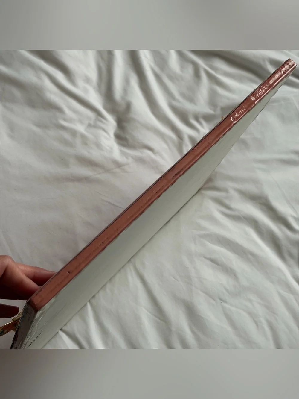 Pink Faux Tile Decorative Vanity Tray 16x12 Gold Flower Handles